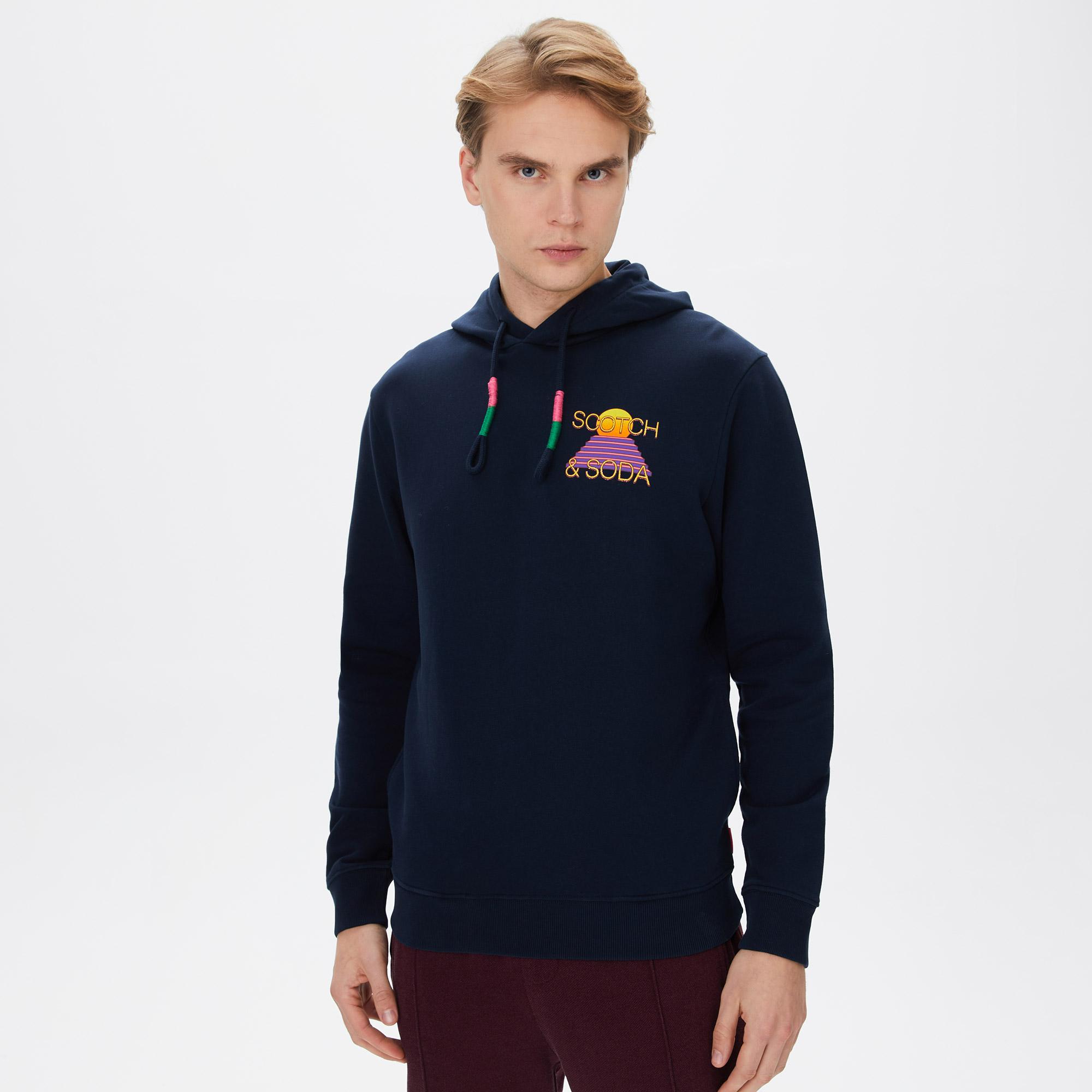 Scotch & Soda Erkek Siyah Hoodie Sweatshirt