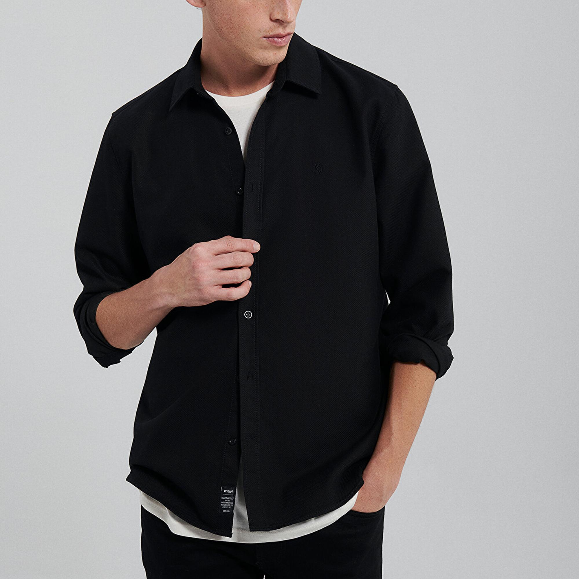 Mavi Siyah Gömlek Slim Fit / Dar Kesim 0210944-900