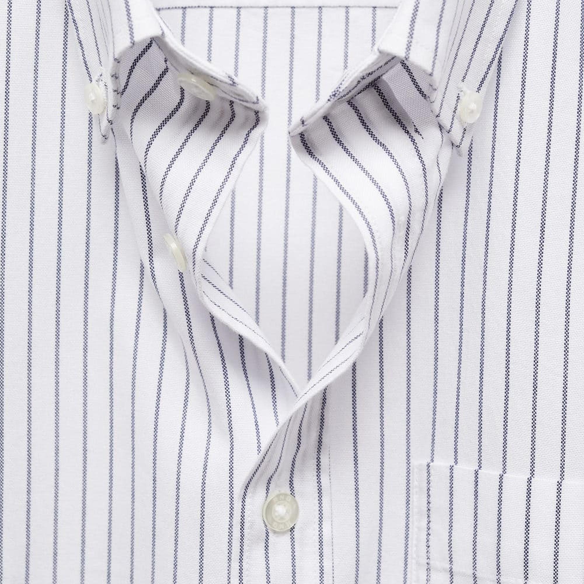 Mango Erkek %100 Pamuklu Kodak Çizgili Gömlek Beyaz