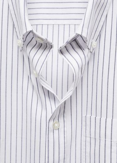  Mango Erkek %100 Pamuklu Kodak Çizgili Gömlek Beyaz