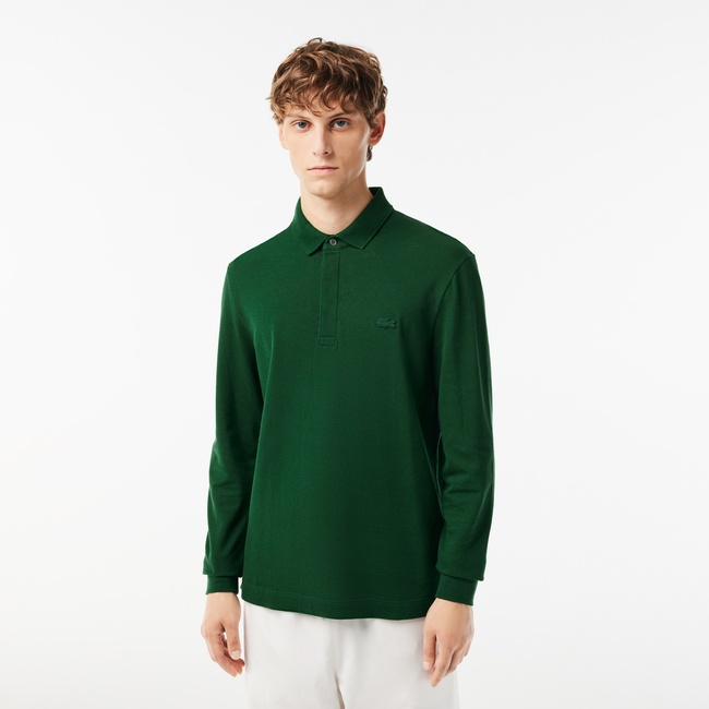  Lacoste Paris Erkek Regular Fit Uzun Kollu Haki Polo