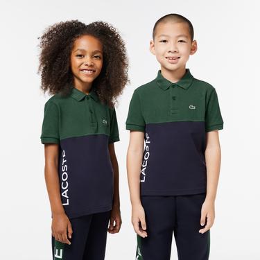  Lacoste Çocuk Renk Bloklu Haki Polo
