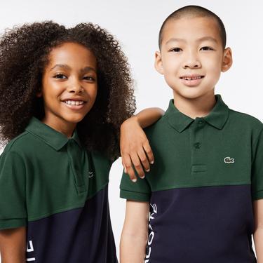  Lacoste Çocuk Renk Bloklu Haki Polo