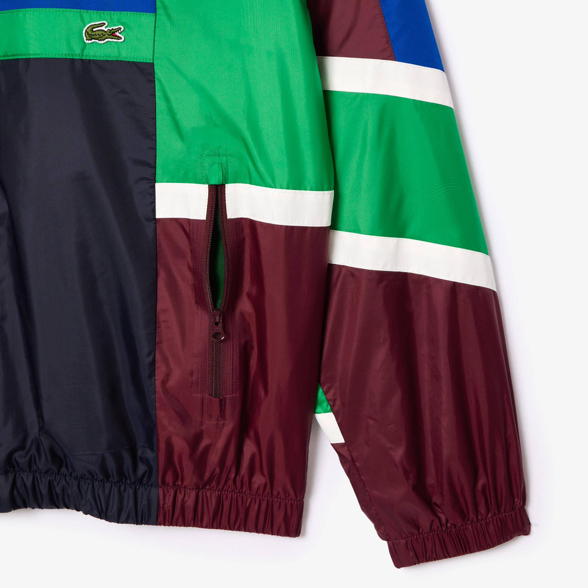 Erkek Dik Yaka Renk Bloklu Renkli Mont