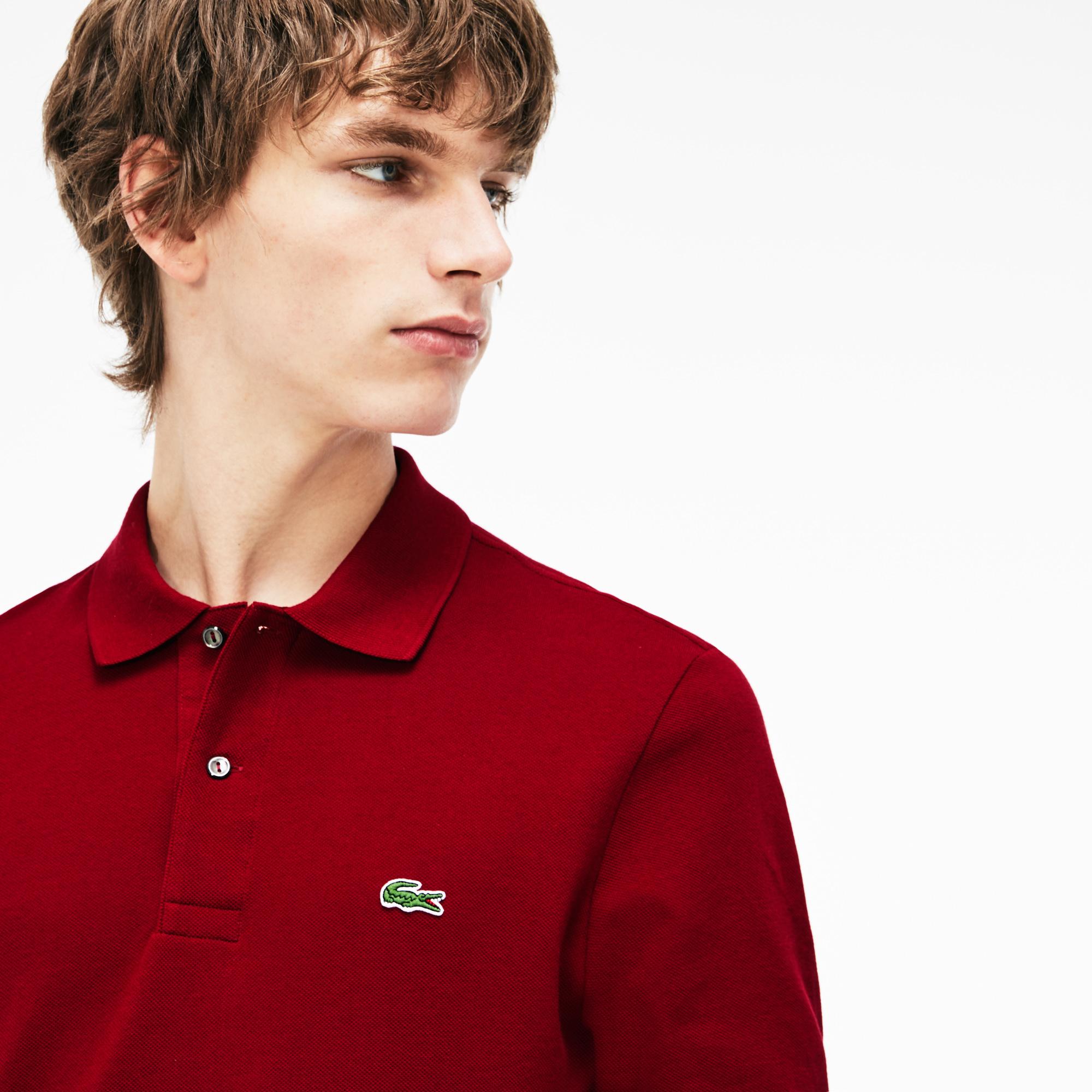 Lacoste Erkek Classic Fit Uzun Kollu Bordo Polo