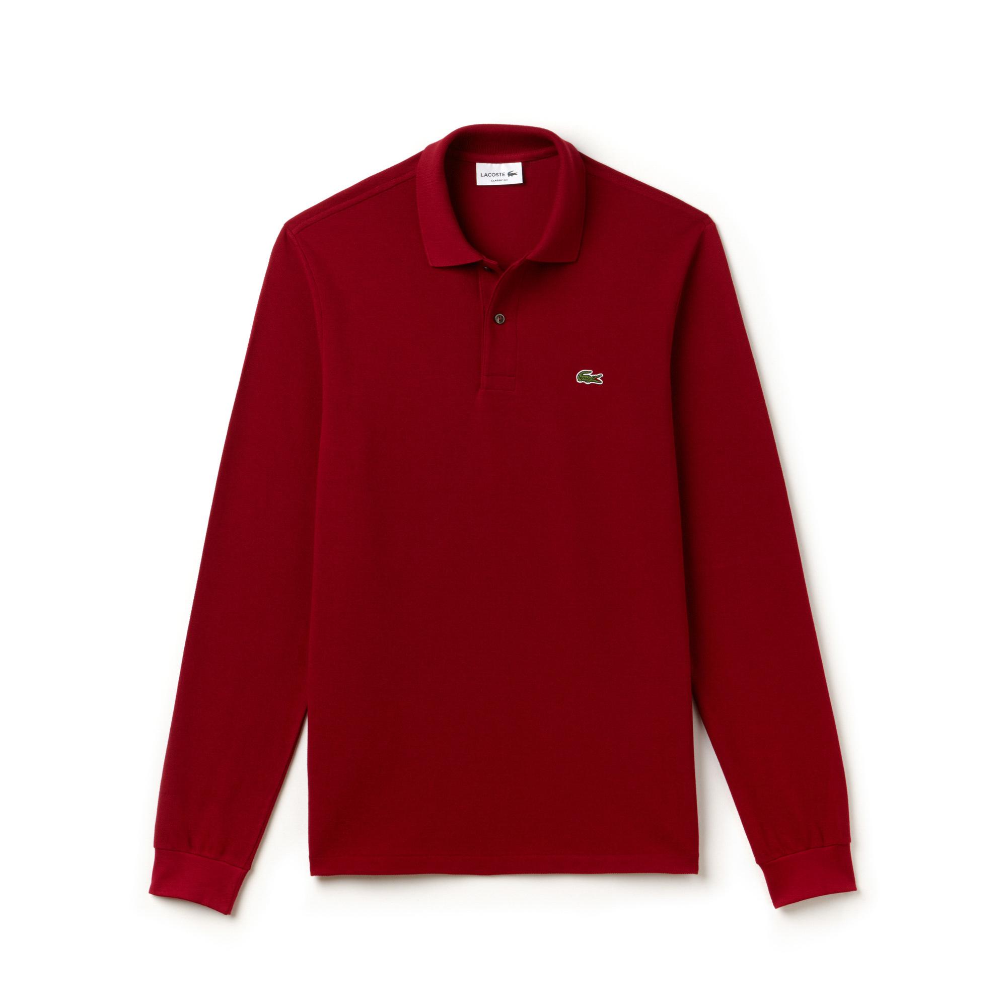 Lacoste Erkek Classic Fit Uzun Kollu Bordo Polo