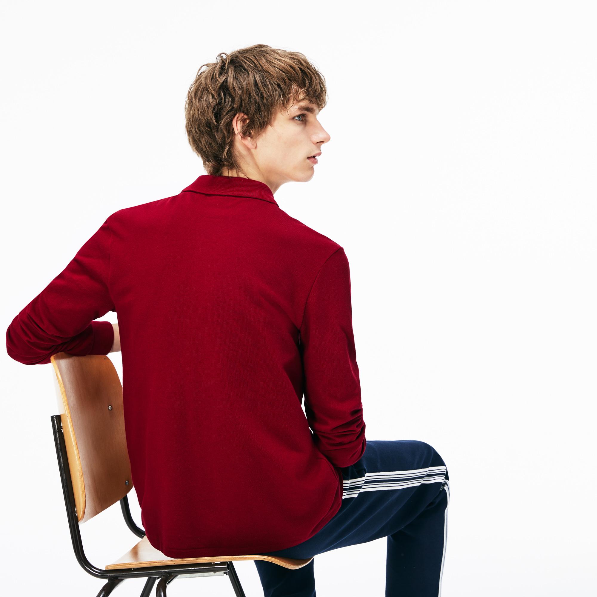 Lacoste Erkek Classic Fit Uzun Kollu Bordo Polo