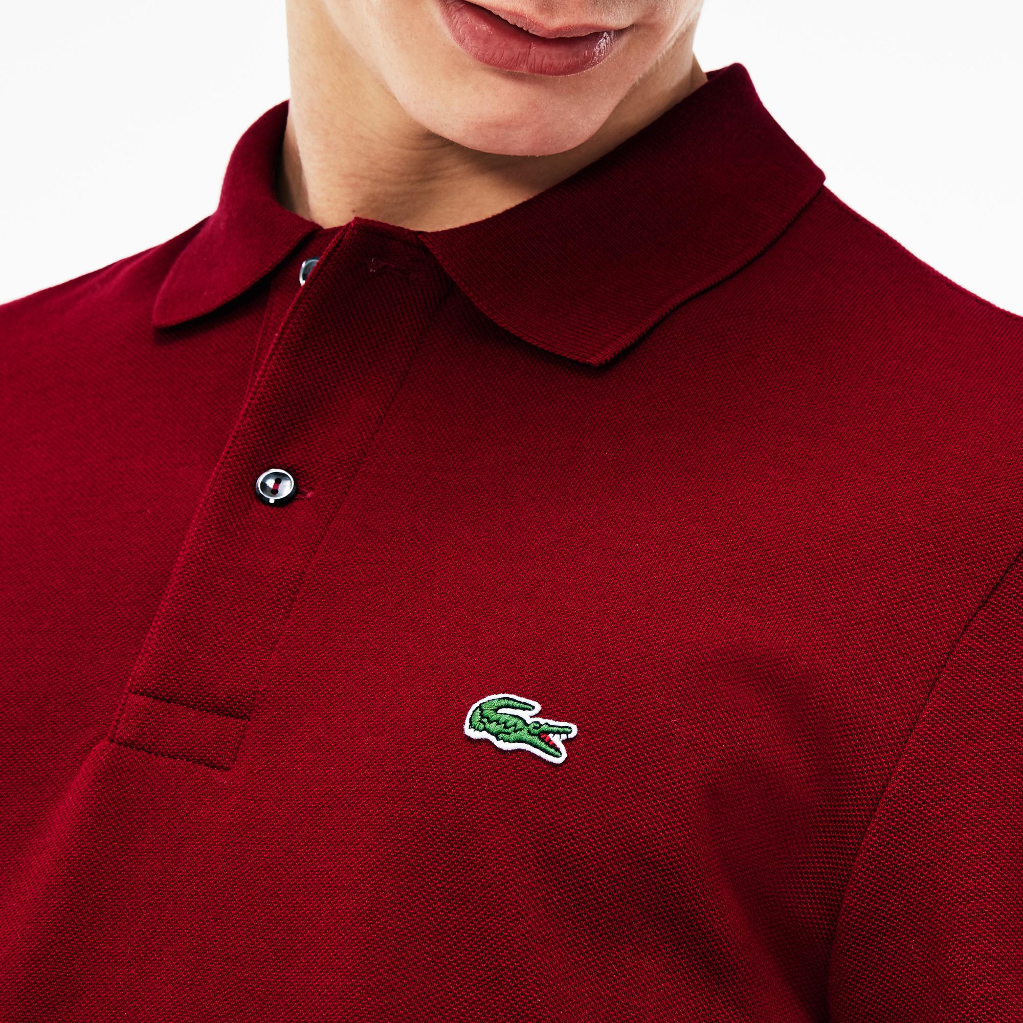 Lacoste Erkek Classic Fit Uzun Kollu Bordo Polo
