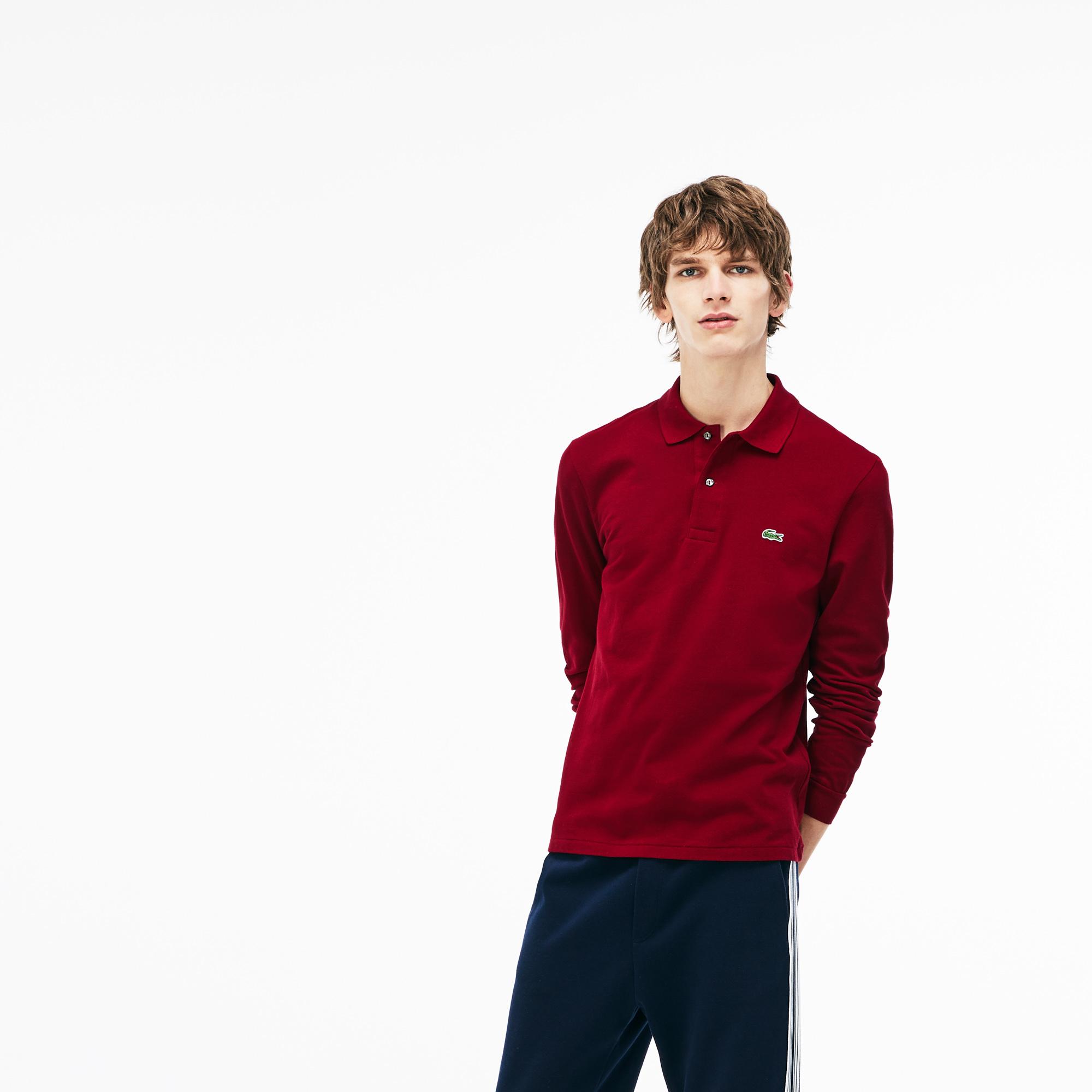 Lacoste Erkek Classic Fit Uzun Kollu Bordo Polo