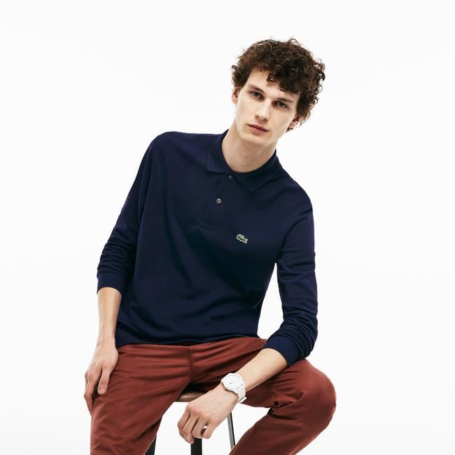  Lacoste Erkek Classic Fit Uzun Kollu Lacivert Polo