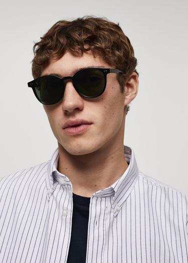  Mango Erkek %100 Pamuklu Kodak Çizgili Gömlek Beyaz