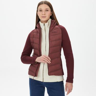  Jack Wolfskin Tasman Down Hybrid Kadın Bordo Outdoor Ceket