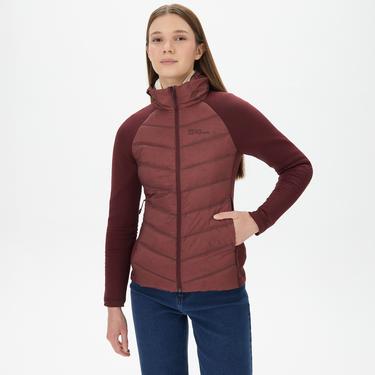  Jack Wolfskin Tasman Down Hybrid Kadın Bordo Outdoor Ceket