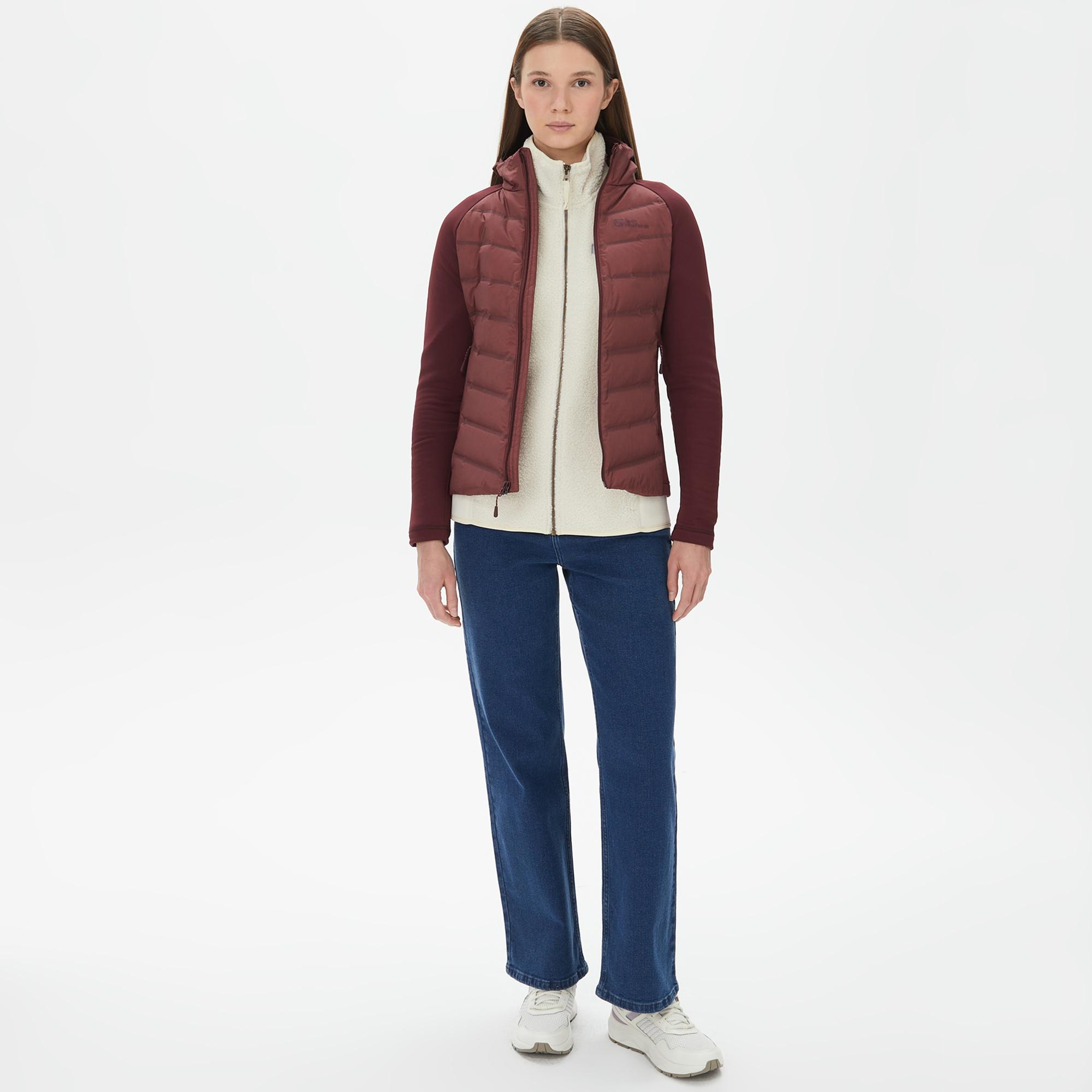 Jack Wolfskin Tasman Down Hybrid Kadın Bordo Outdoor Ceket