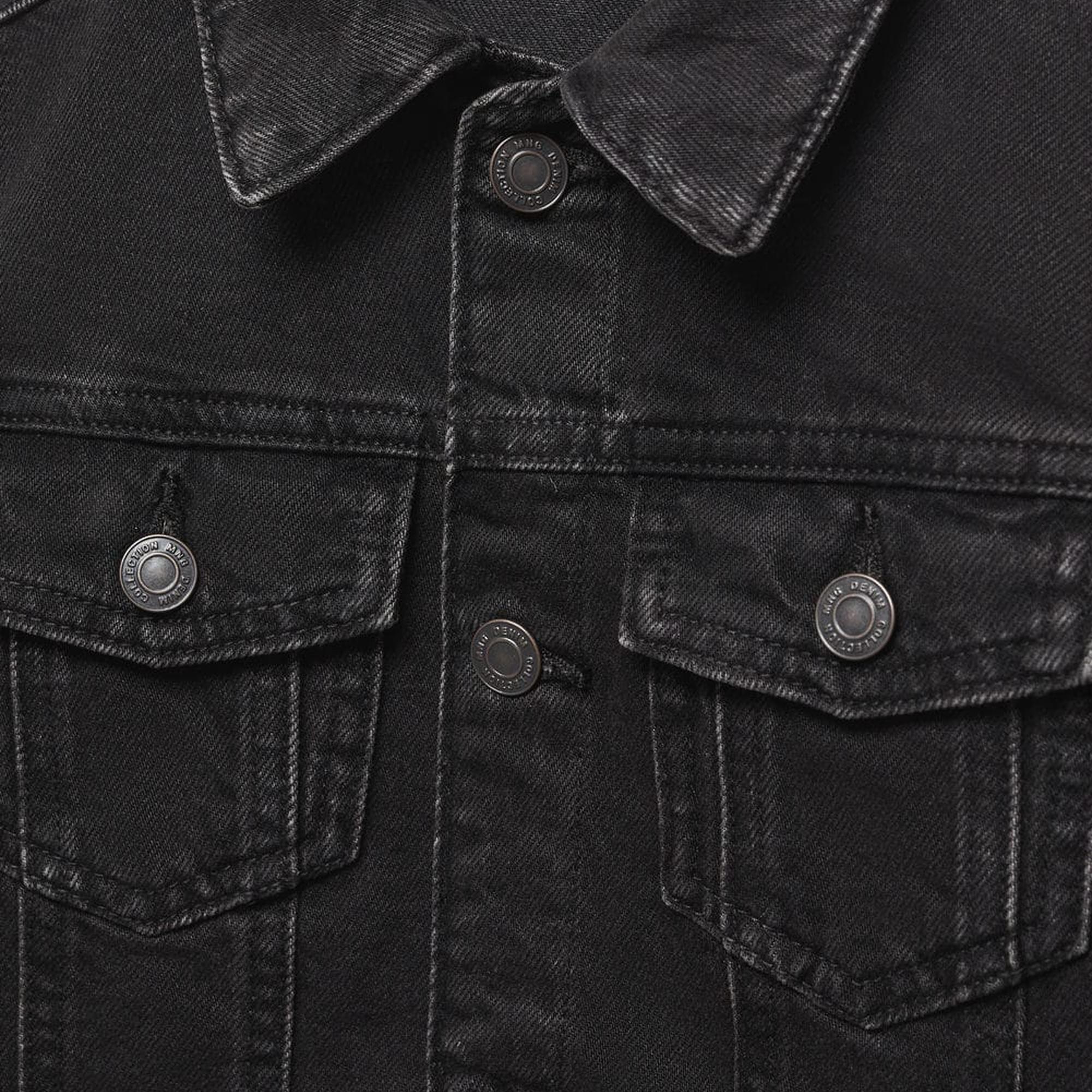 Mango Çocuk Cepli Denim Ceket Siyah Denim