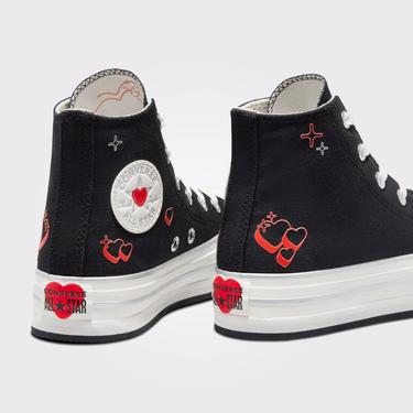  Converse Chuck Taylor All Star Eva Lift Y2K Heart Çocuk Siyah Platform Sneaker