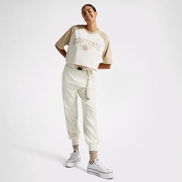  Converse Retro Cropped Kadın Krem T-Shirt
