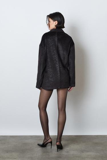  Baskılı Kadife Oversize Ceket