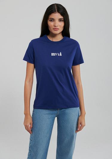  Mavi Mavi Baskılı Lacivert Tişört Regular Fit / Normal Kesim 1612241-70722