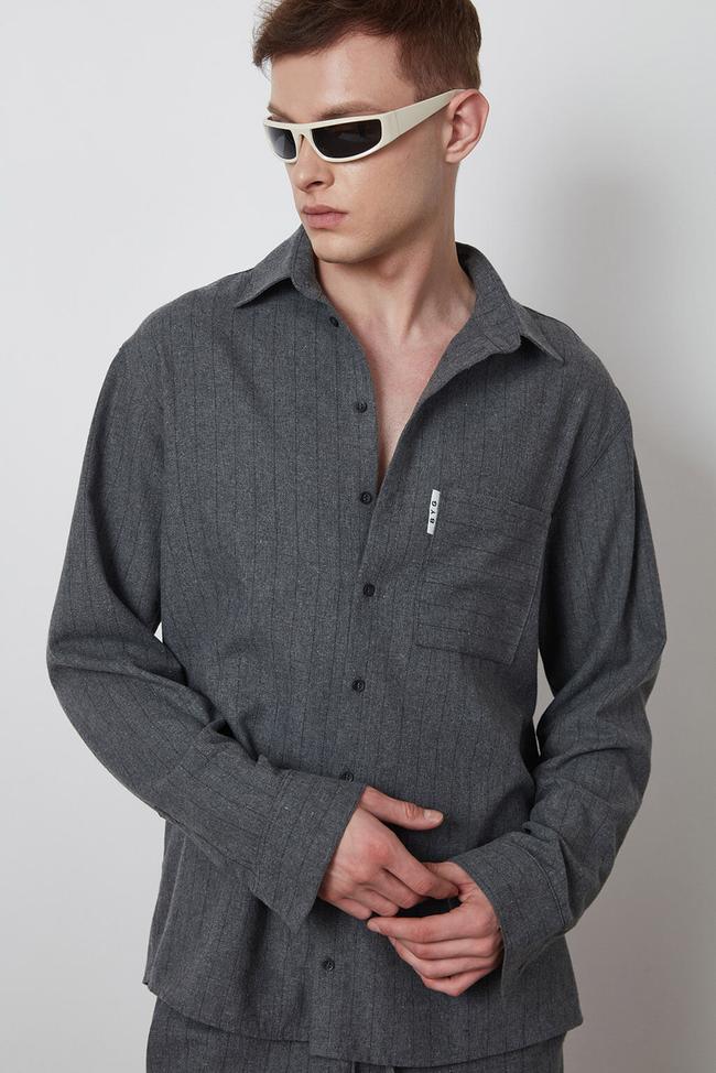  Oversize Çizgili Gömlek