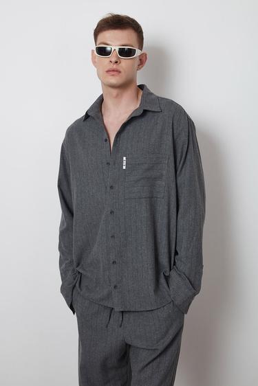  Oversize Çizgili Gömlek