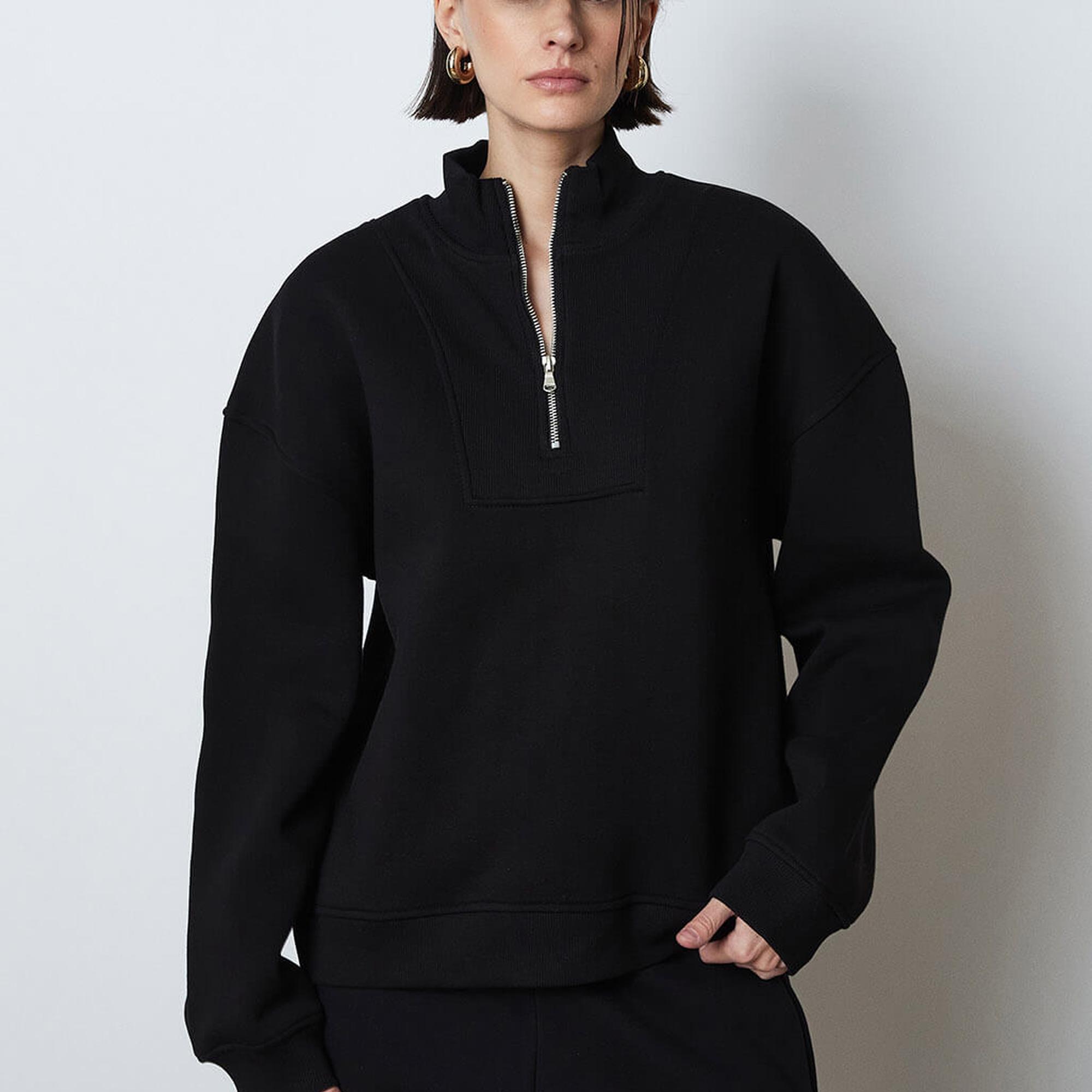 Fermuarlı Oversize Sweatshirt
