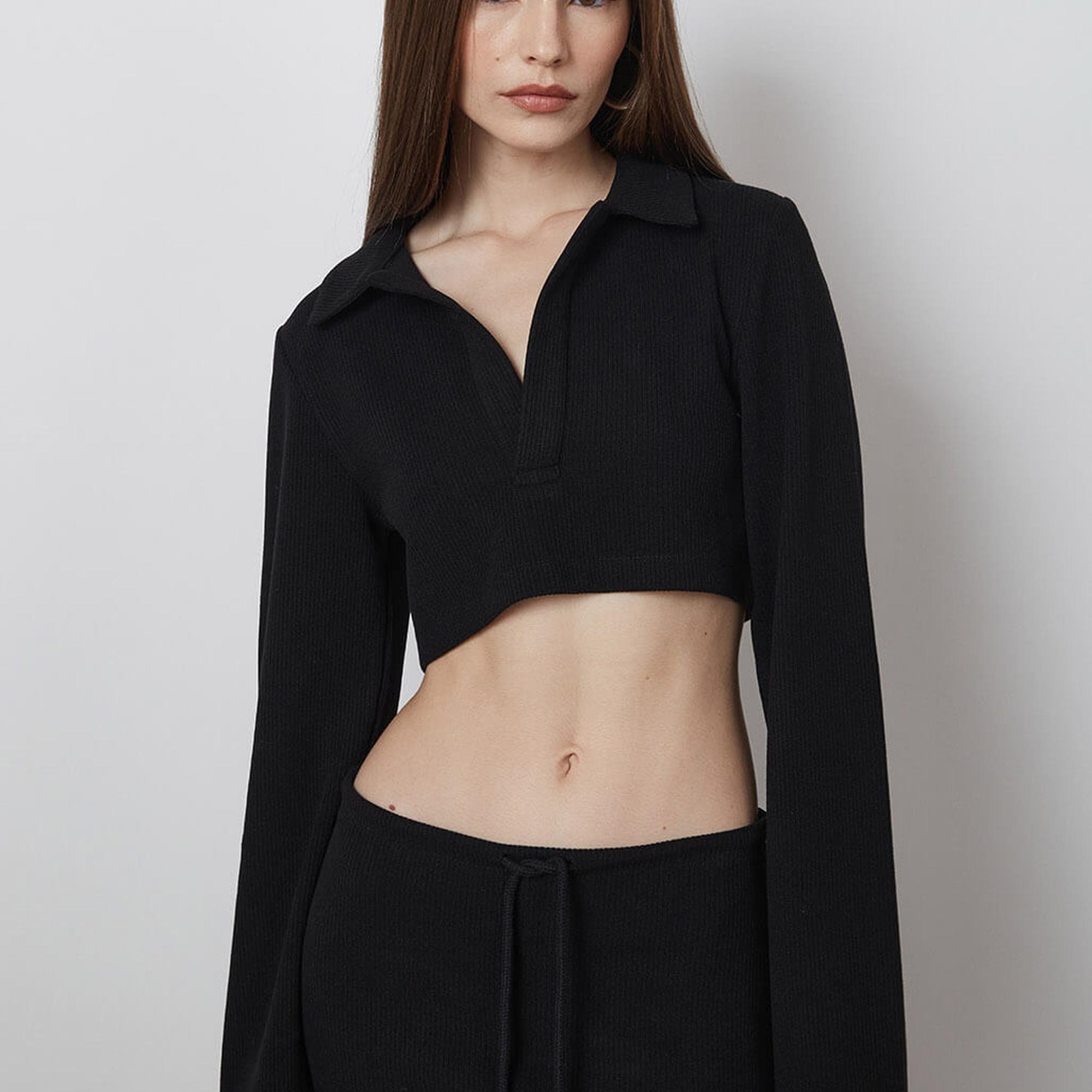 Triko Polo Yaka Croptop