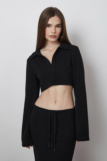  Triko Polo Yaka Croptop