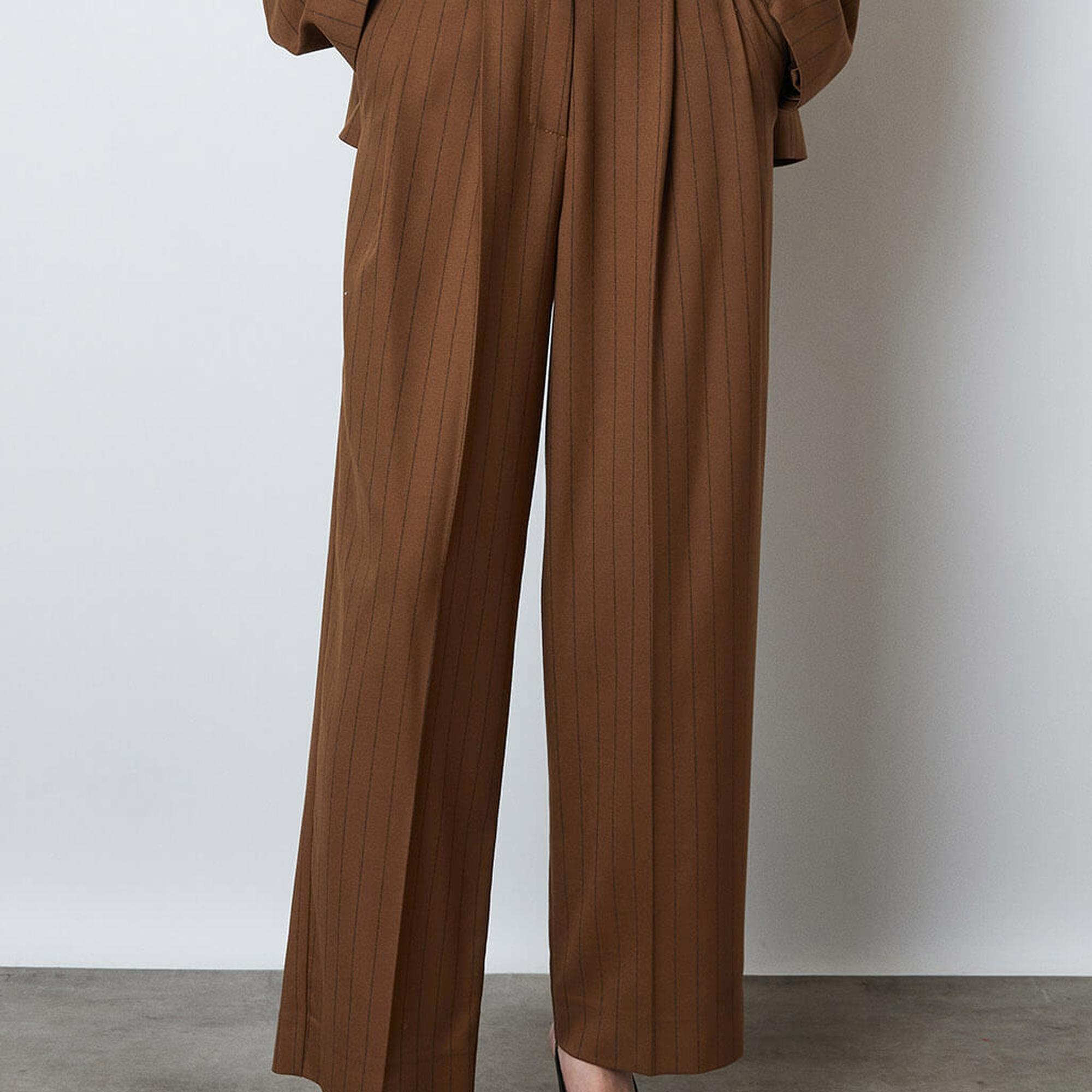 Çizgili İki Pile Palazzo Pantolon