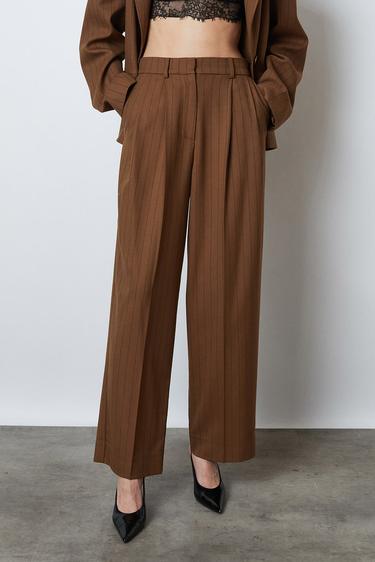  Çizgili İki Pile Palazzo Pantolon