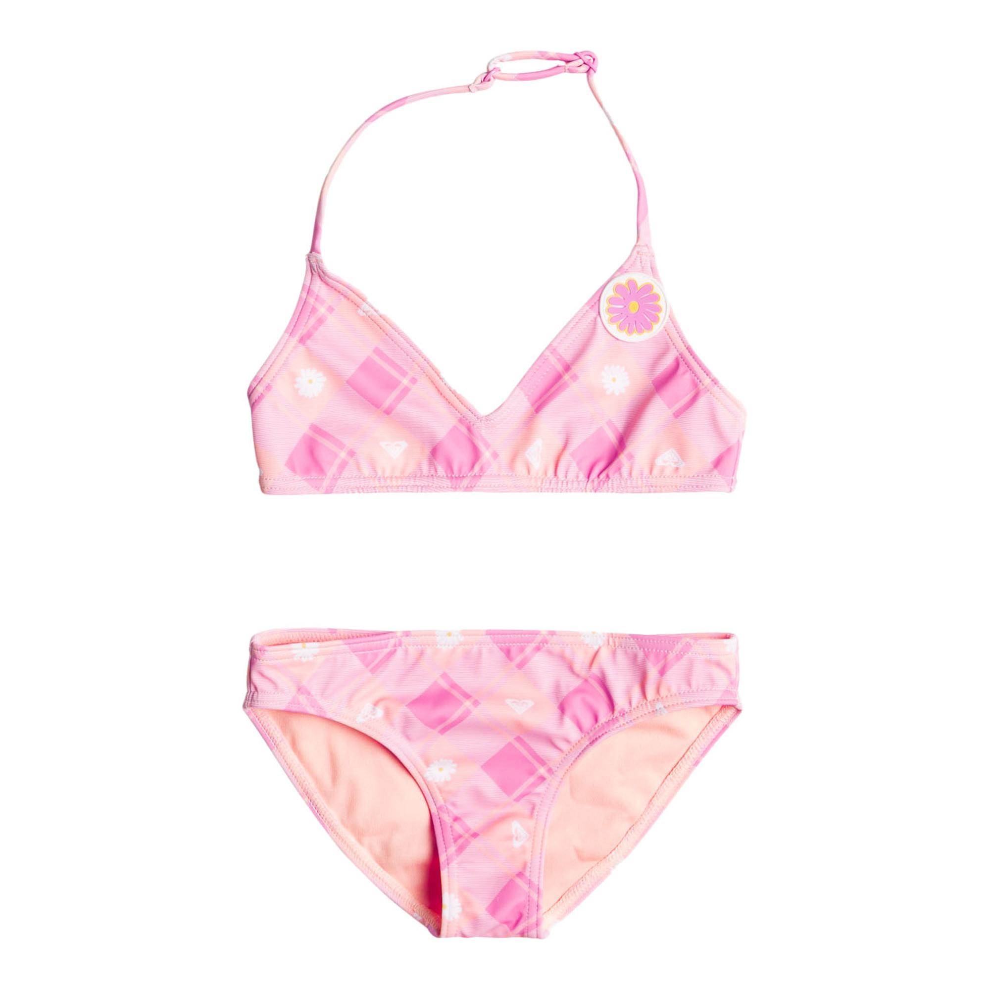 Roxy Kız Çocuk Bikini Flower Plaid Tri Set Pembe