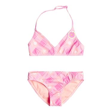  Roxy Kız Çocuk Bikini Flower Plaid Tri Set Pembe