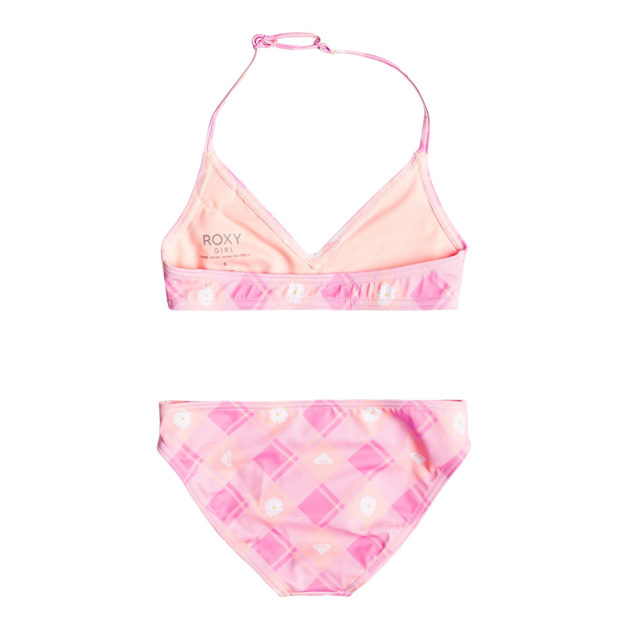 Roxy Kız Çocuk Bikini Flower Plaid Tri Set Pembe