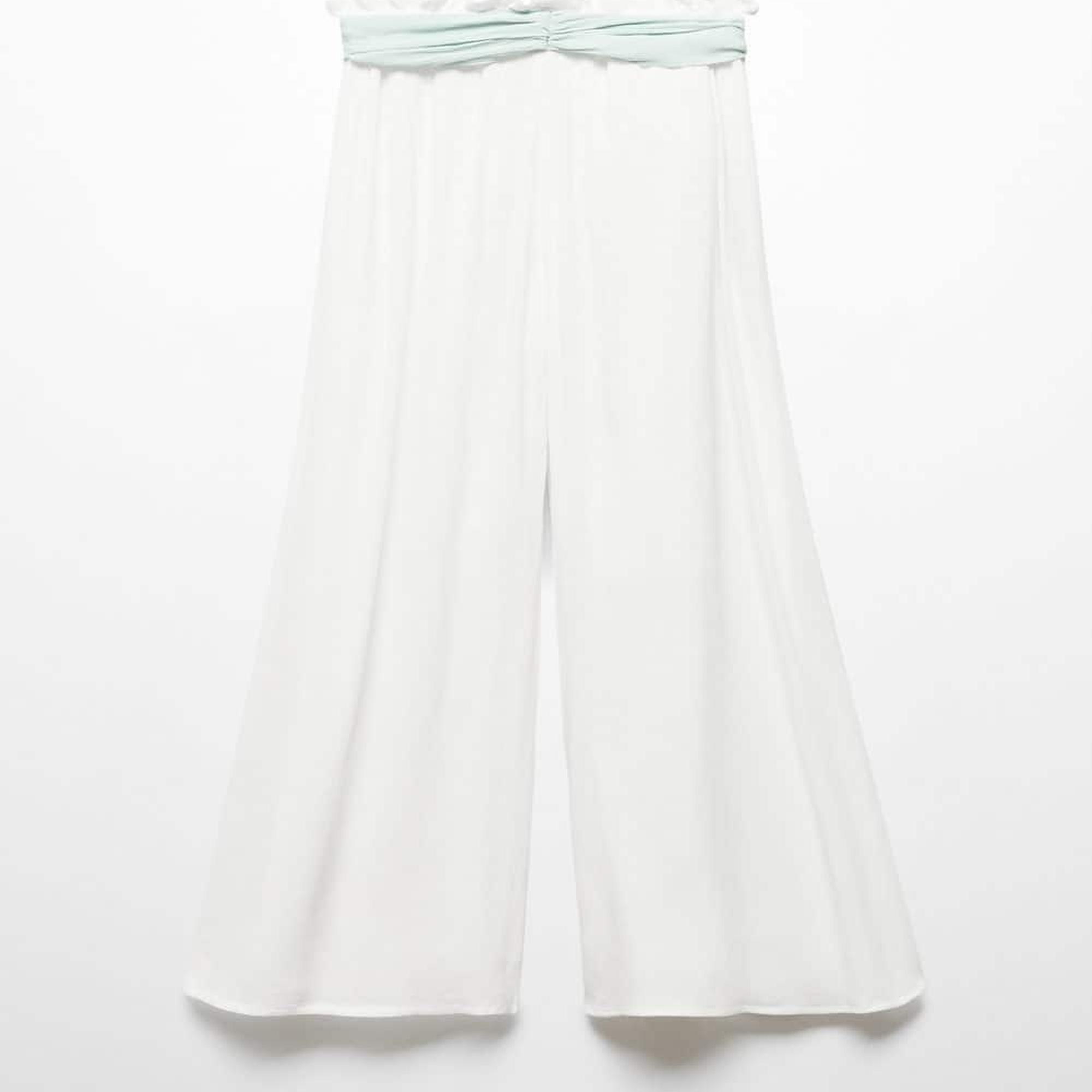 Mango Çocuk Bambu Bağ Detaylı Pantolon Beyaz