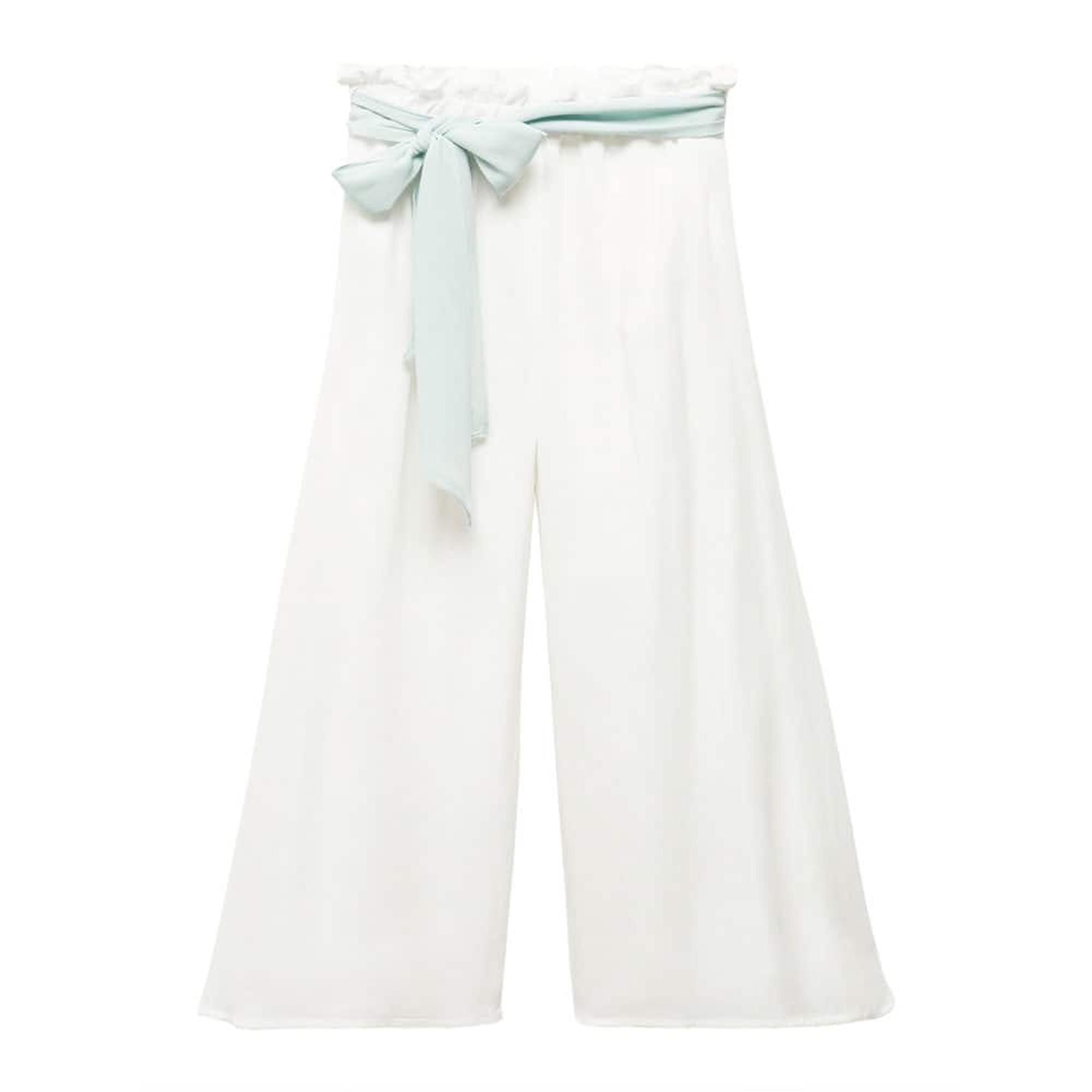 Mango Çocuk Bambu Bağ Detaylı Pantolon Beyaz
