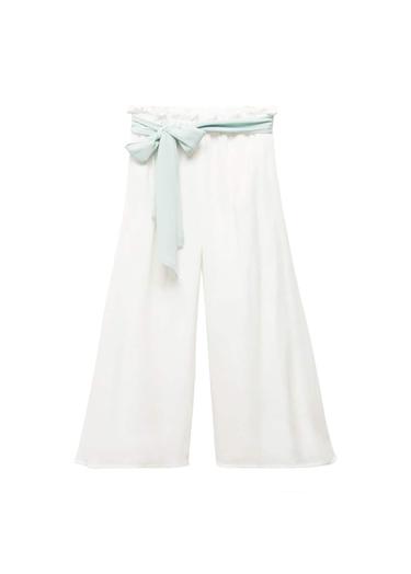  Mango Çocuk Bambu Bağ Detaylı Pantolon Beyaz