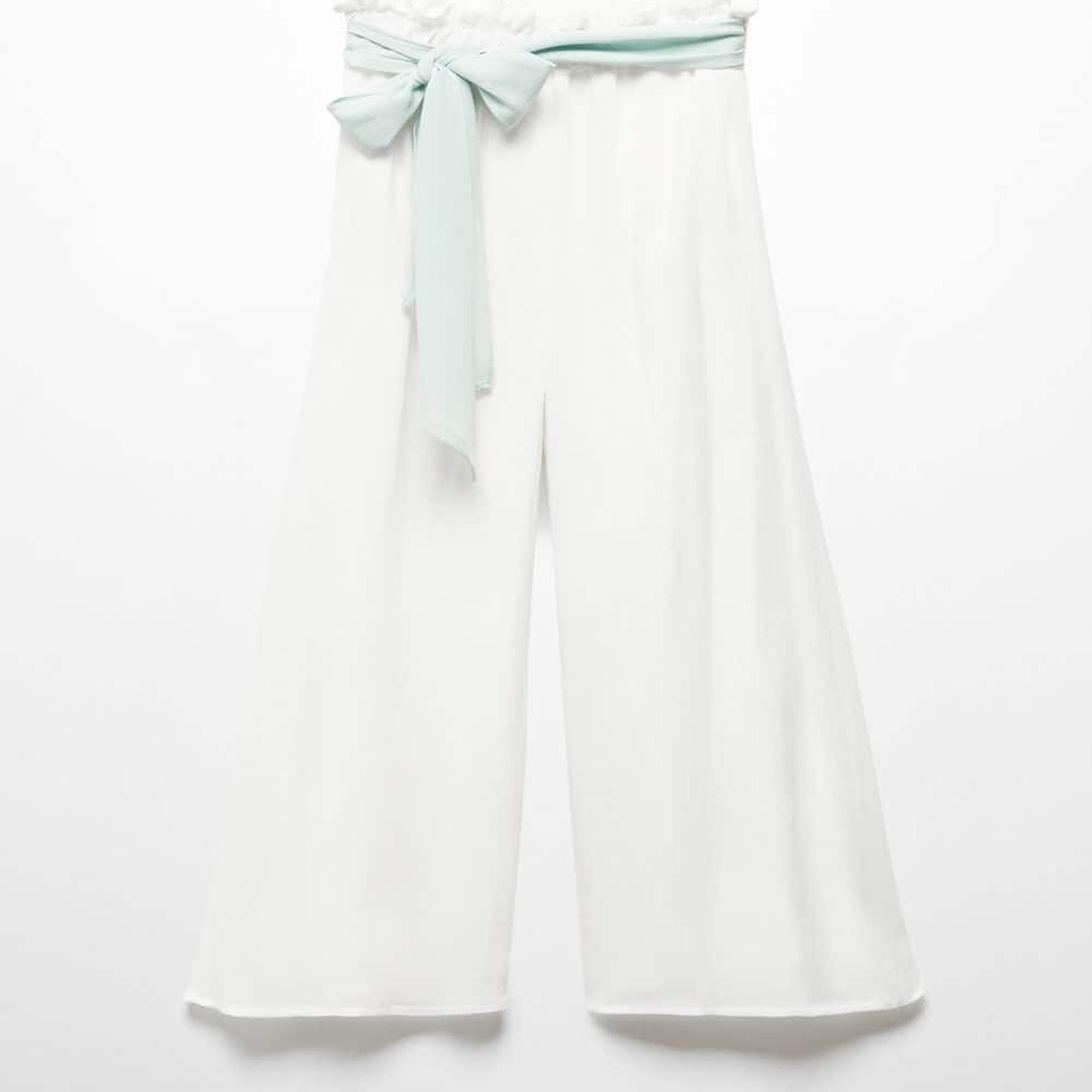 Mango Çocuk Bambu Bağ Detaylı Pantolon Beyaz