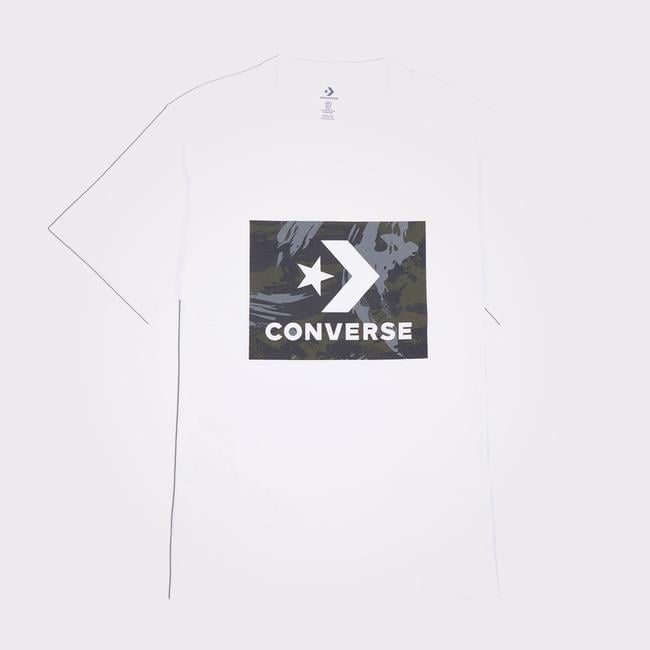 Converse Star Chevron Camo Desenli Erkek Beyaz T-Shirt