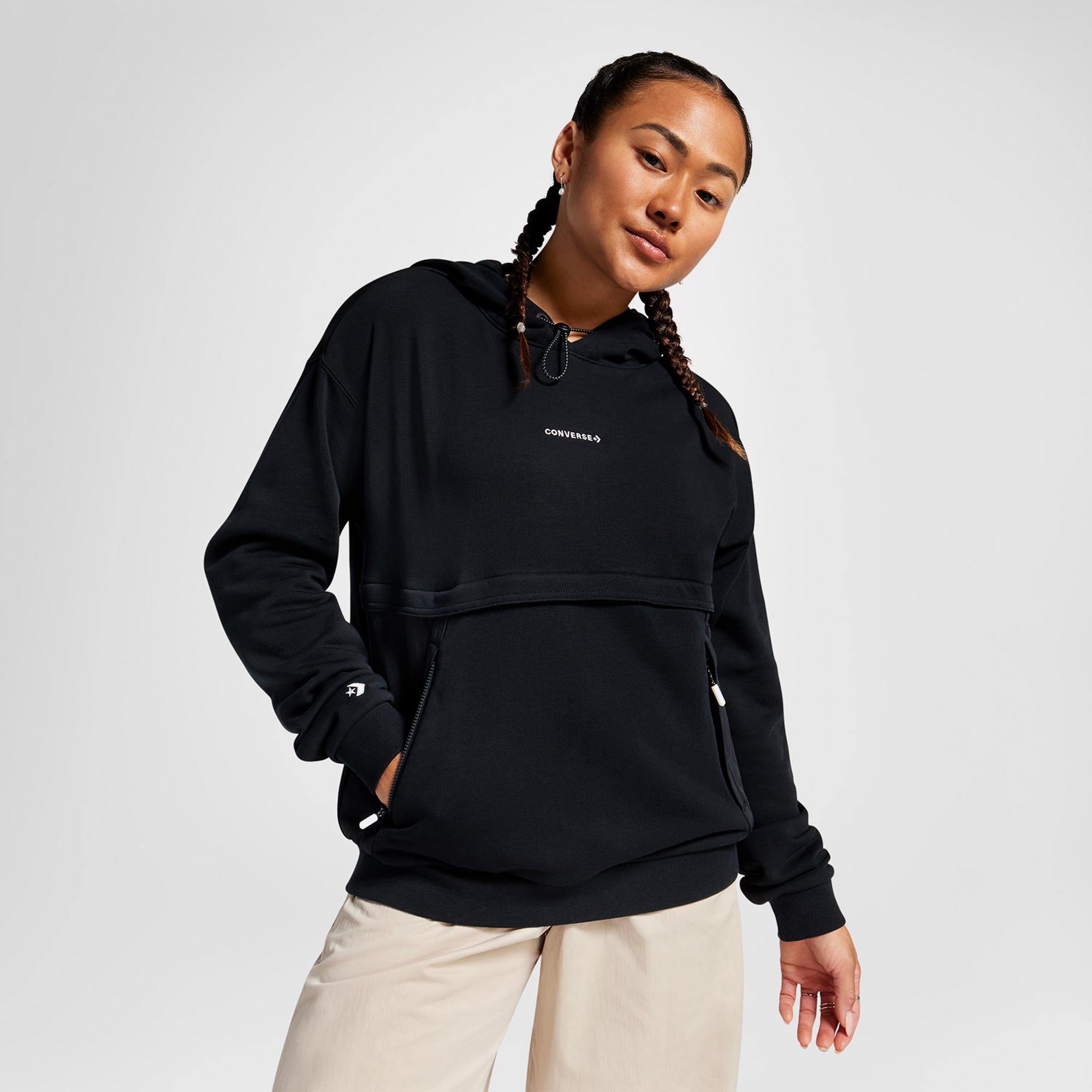 Converse Wordmark Pullover Kadın Siyah Hoodie