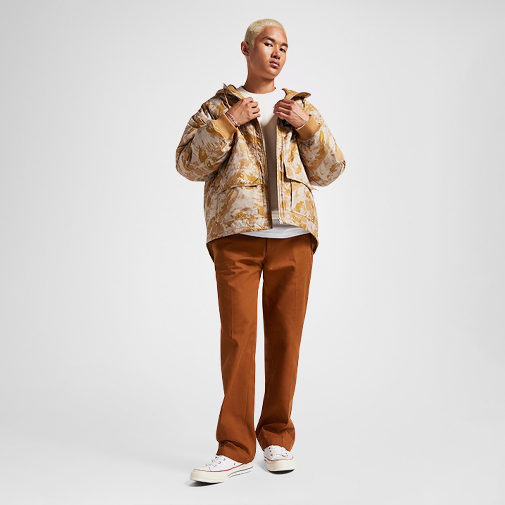 Converse Kamuflaj Desenli Standart Fit Erkek Hardal Ceket