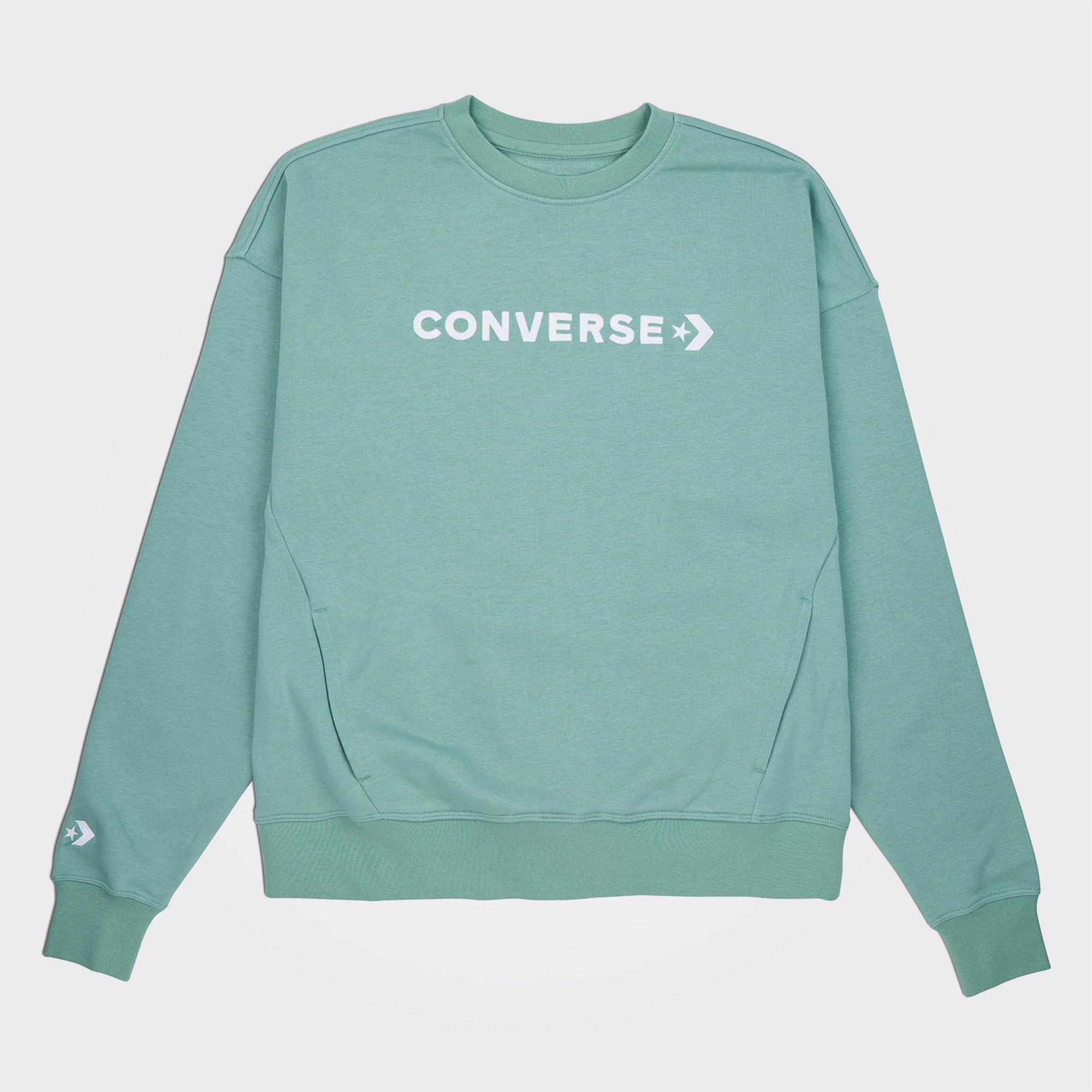 Converse Wordmark Boyfriend Crew Kadın Mavi Sweatshirt