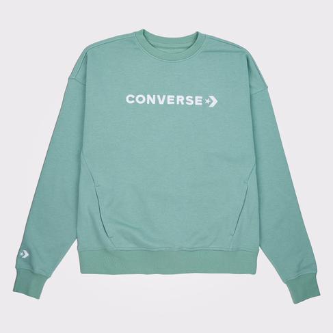 Converse Wordmark Boyfriend Crew Kadın Mavi Sweatshirt
