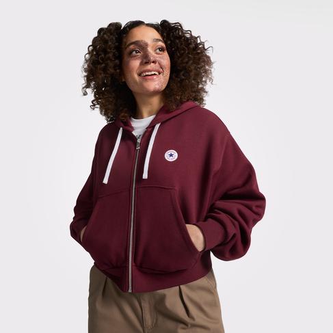  Converse Retro Full-Zip Kadın Bordo Hoodie