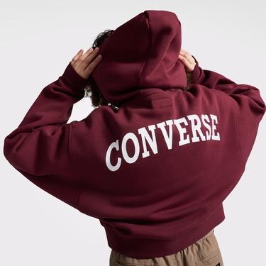  Converse Retro Full-Zip Kadın Bordo Hoodie
