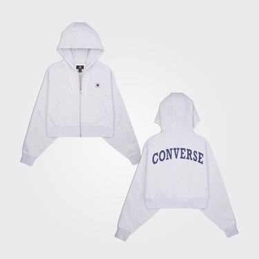  Converse Retro Full-Zip Kadın Gri Hoodie