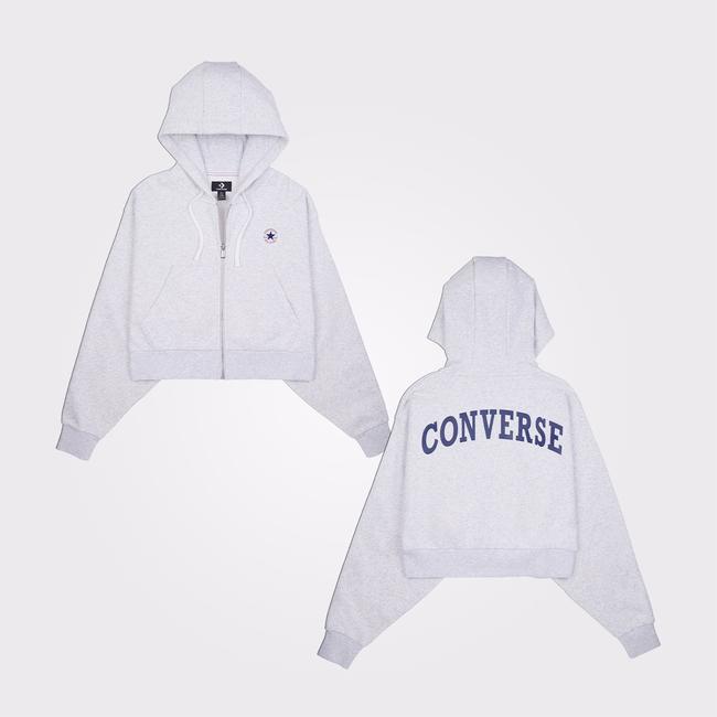  Converse Retro Full-Zip Kadın Gri Hoodie