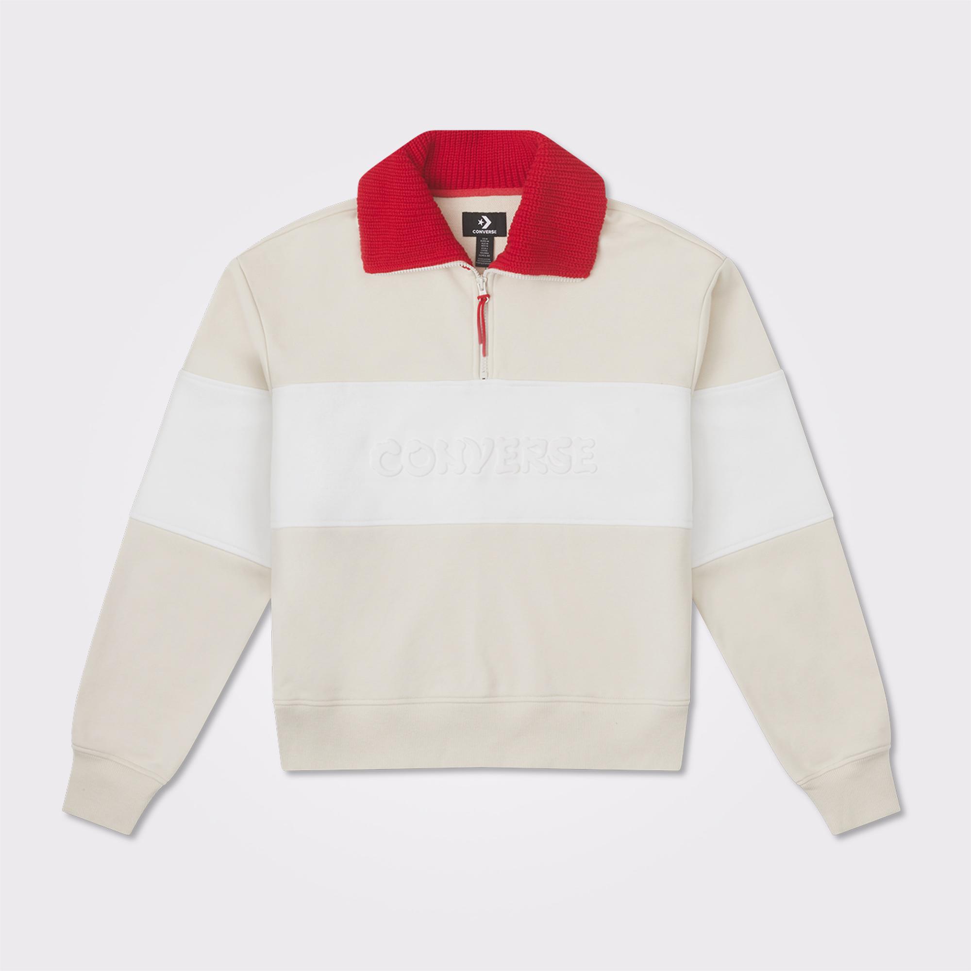 Converse Lunar New Year Half-Zip Crew Kadın Beyaz Sweatshirt