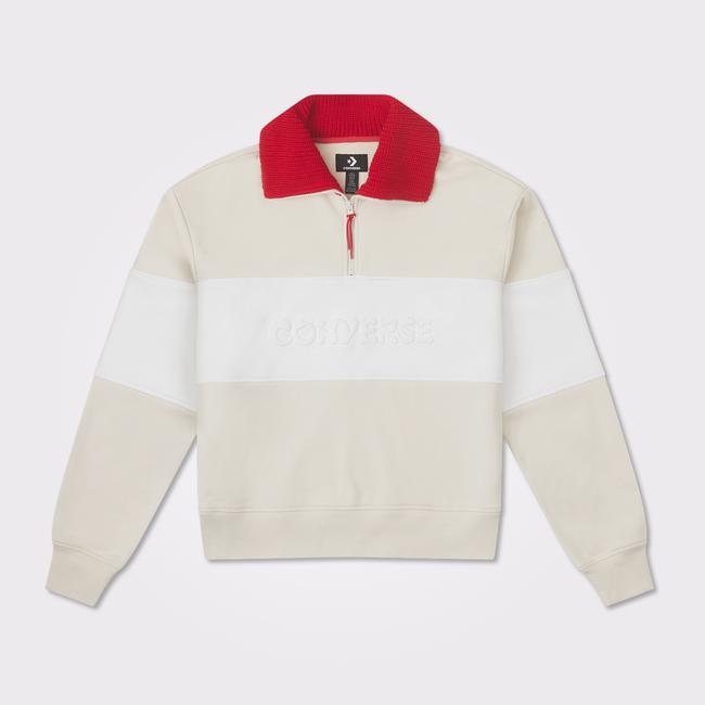  Converse Lunar New Year Half-Zip Crew Kadın Beyaz Sweatshirt