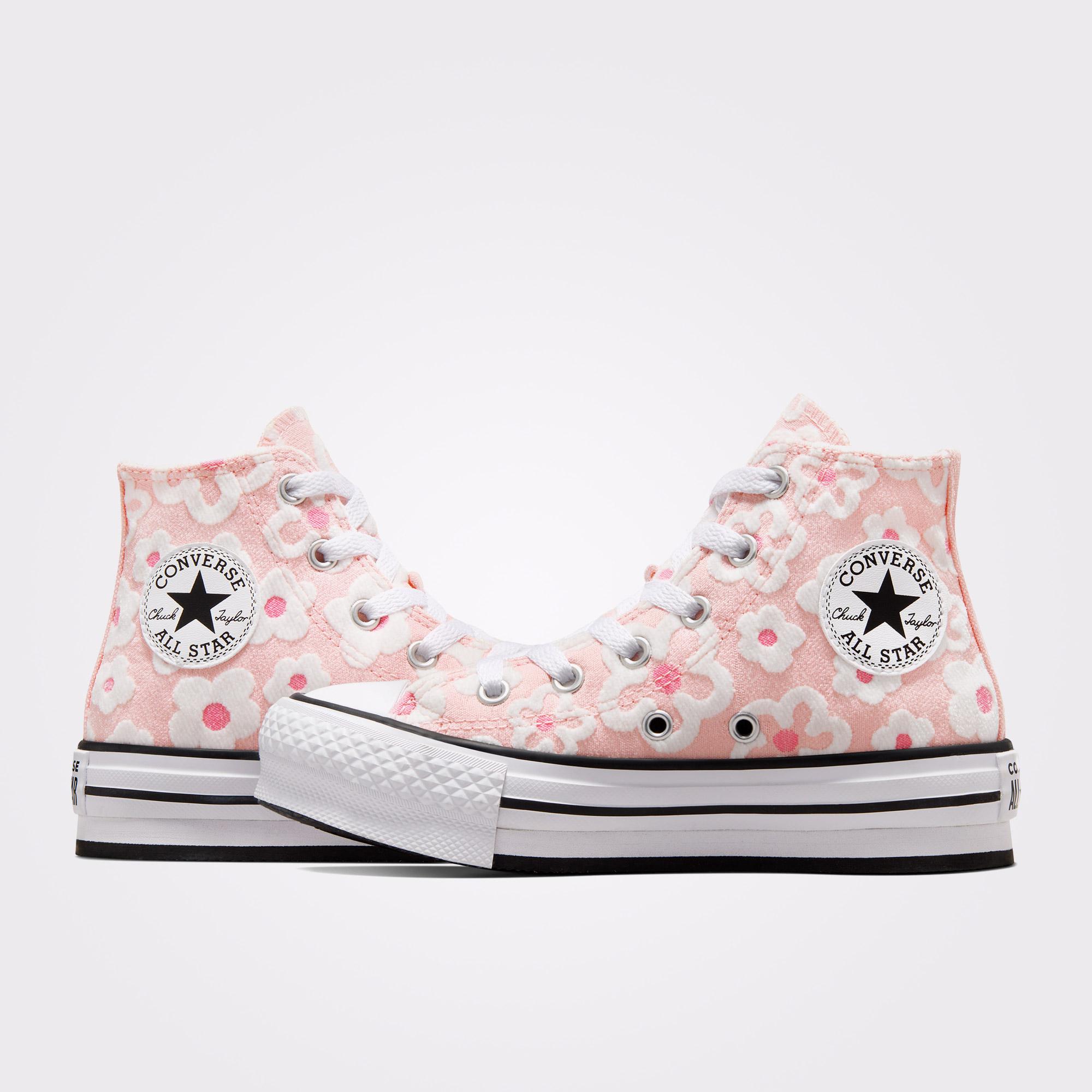 Converse Chuck Taylor All Star Lift Floral Embroidery Çocuk Pembe Platform Sneaker