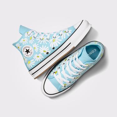  Converse Chuck Taylor All Star Lift Platform Floral Çocuk Mavi Sneaker